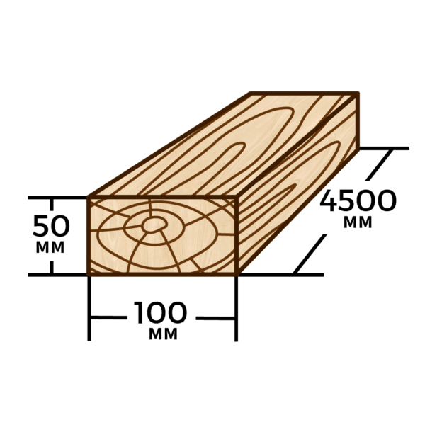 Брус сосновый 100мм×50мм×4500мм - фото