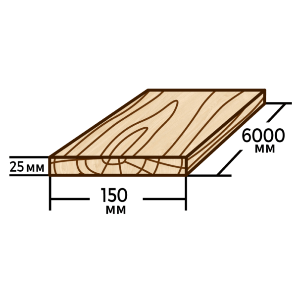 Доска сосновая 150мм×25мм×6000мм - фото