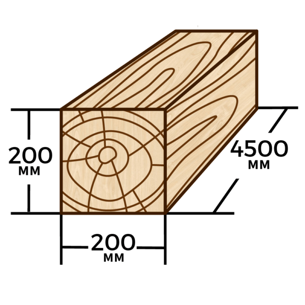 Брус сосновый 200мм×200мм×4500мм - фото