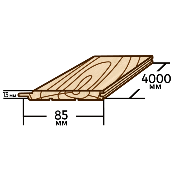 Вагонка деревянная (сосна) 85мм×13мм×4000мм (европрофиль) - фото