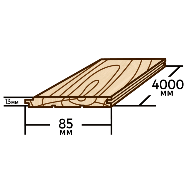 Вагонка деревянная (сосна) 85мм×13мм×4000мм (бесшовная) - фото